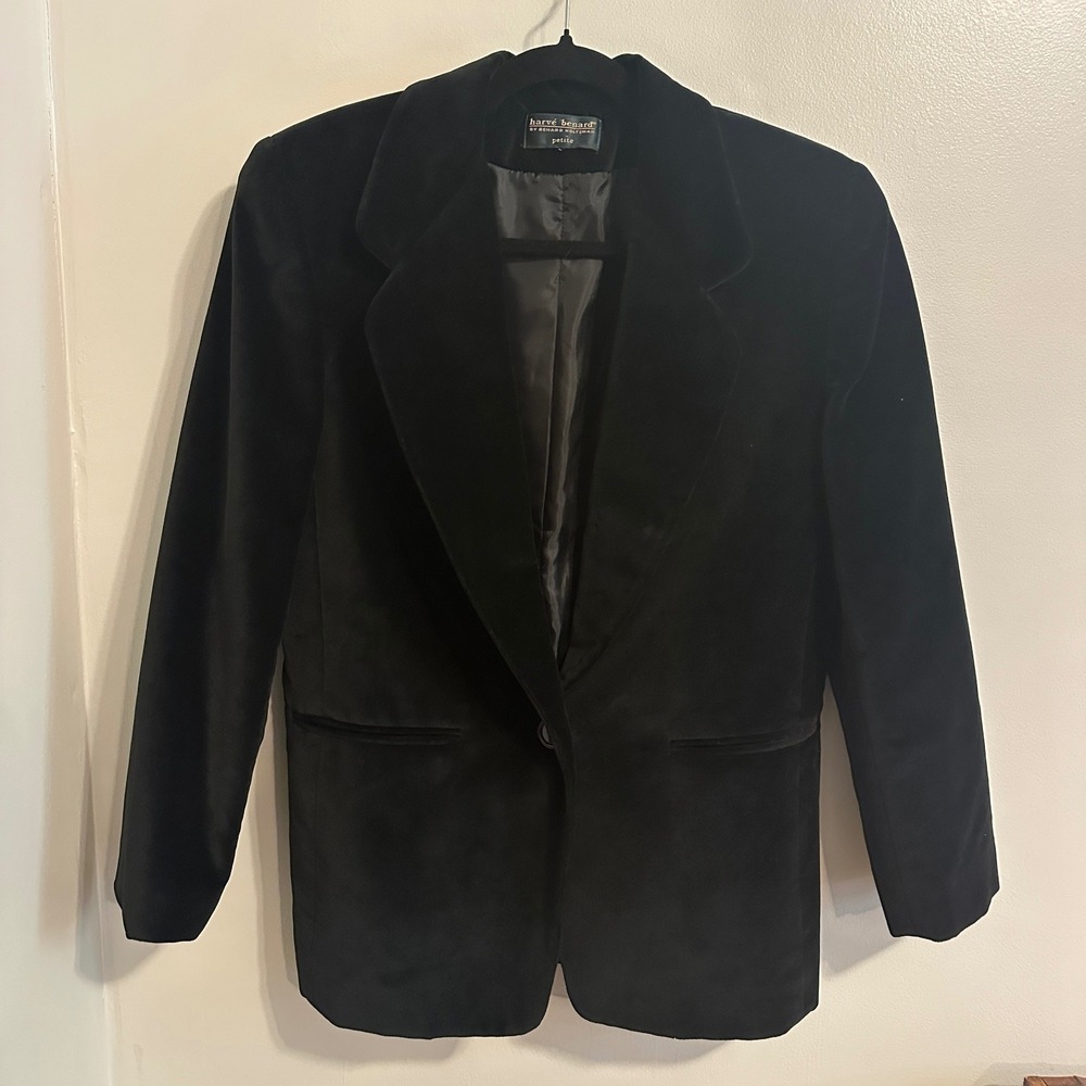 Harve Benard Velvet‎ Blazer Petite Black Career Jacket